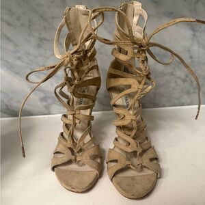 Steve Madden Beige Lace-Up Heels